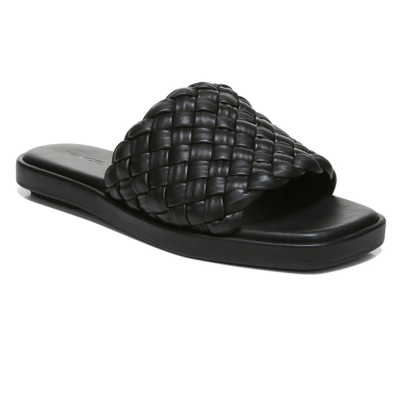 Leather Sandals Vince Rumi Woven Slide Sandals Vince Black Rumi